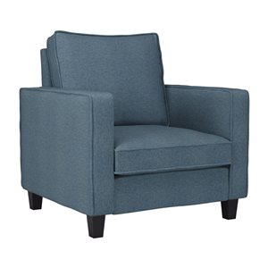 Fauteuil d'appoint contemporain Georgia de CorLiving en lin synthétique rembourré bleu