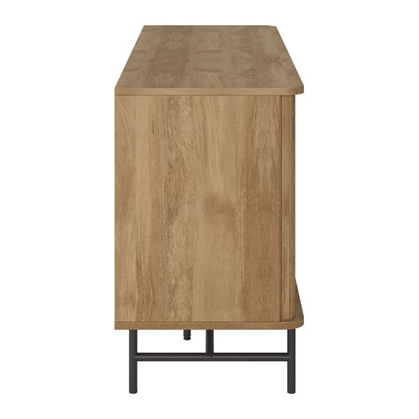 Buffet pour téléviseur en similibois brun clair cannelé Hikari de CorLiving, 59 x 17,75 po