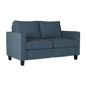 CorLiving Georgia Blue Linen-Like Fabric Upholstered 2-Seater Loveseat