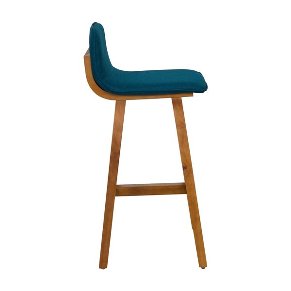 CorLiving Bennett 2-Piece 28-in Blue Upholstered Low Back Seat Barstool Set with Wood Legs