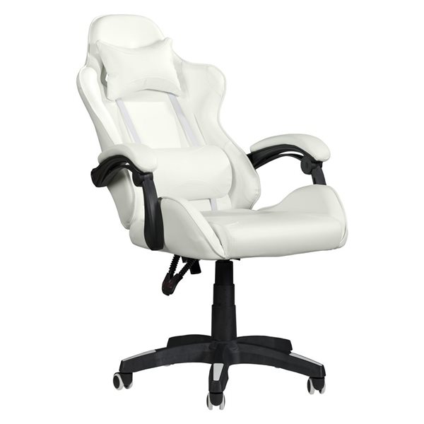 Chaise de jeu inclinable Ravagers de CorLiving en tissu PVC blanc ajustable en hauteur