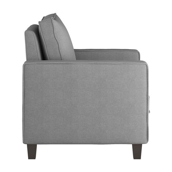 Fauteuil d'appoint contemporain Georgia de CorLiving en lin synthétique rembourré gris clair