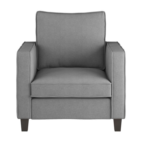 Fauteuil d'appoint contemporain Georgia de CorLiving en lin synthétique rembourré gris clair