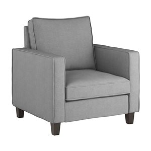 Fauteuil d'appoint contemporain Georgia de CorLiving en lin synthétique rembourré gris clair