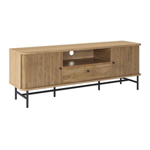 Meuble télé à console multimédia cannelée en similibois brun Hikari de CorLiving, 59 x 17,75 po