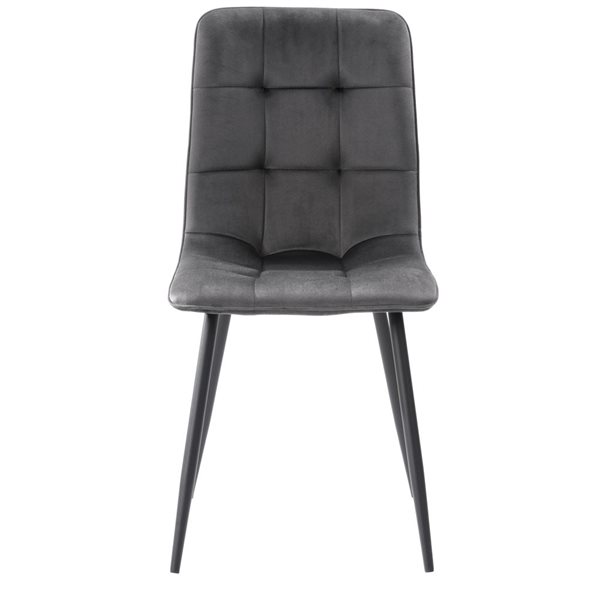 CorLiving Nash Medium Grey Velvet Upholstered Modern Dining Side Chairs With Black Legs - Set of 2