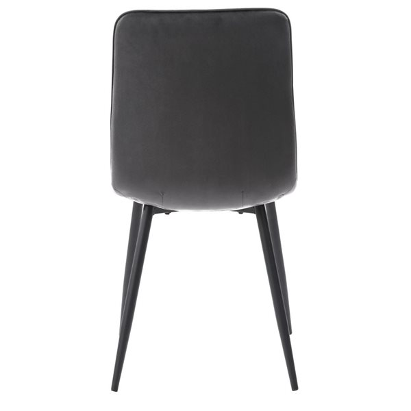 CorLiving Nash Medium Grey Velvet Upholstered Modern Dining Side Chairs With Black Legs - Set of 2