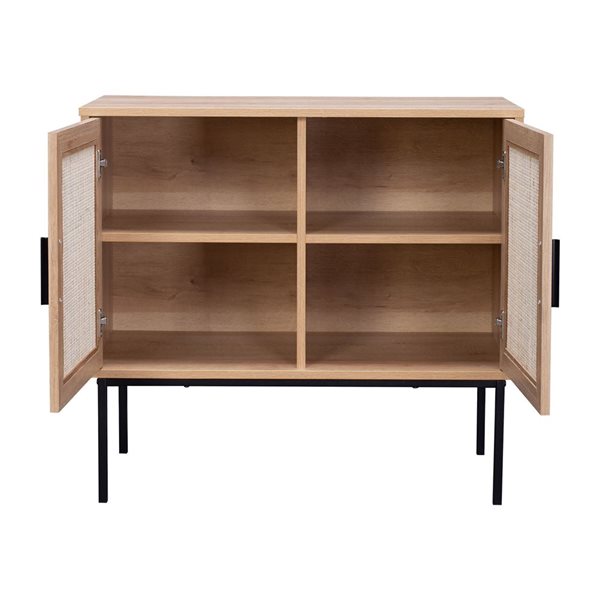 Buffet compact en similibois brun pâle Emmett de CorLiving 31,5 x 19,25 po avec portes en treillis