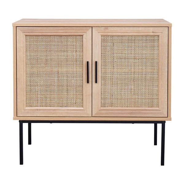 Buffet compact en similibois brun pâle Emmett de CorLiving 31,5 x 19,25 po avec portes en treillis