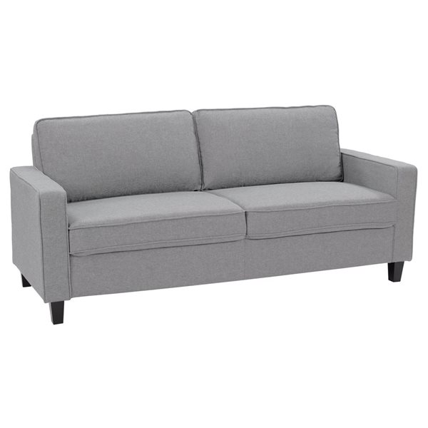 Sofa rembourré Goergia de Corliving en lin synthétique gris clair, 3 places