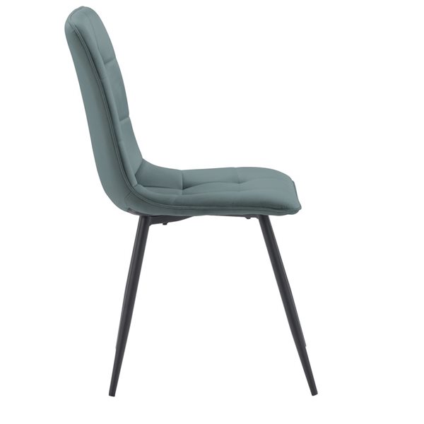 Chaises de séjour en velours sarcelle rembourrée moderne Nash de CorLiving à pattes noires, duo