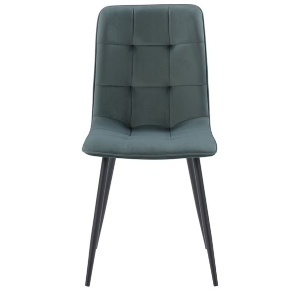 Chaises de séjour en velours sarcelle rembourrée moderne Nash de CorLiving à pattes noires, duo