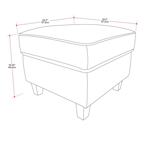 CorLiving Georgia 23-in Taupe Linen-Like Fabric Square Ottoman