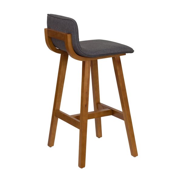 CorLiving Bennett 2-Piece 28-in Grey Upholstered Low Back Seat Barstool Set with Wood Legs