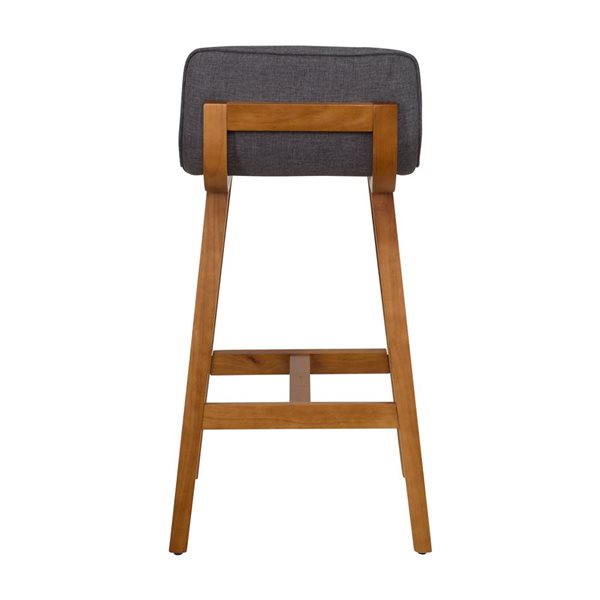 CorLiving Bennett 2-Piece 28-in Grey Upholstered Low Back Seat Barstool Set with Wood Legs