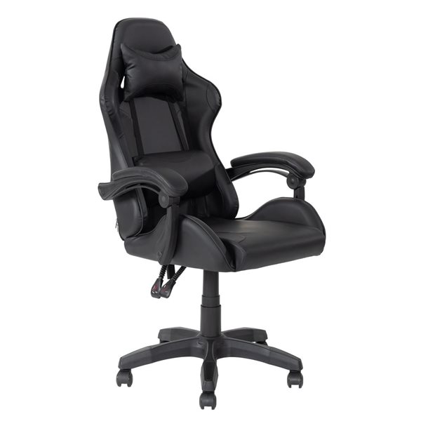 CorLiving Ravagers Black PVC Fabric Adjustable Height Reclining Gaming Chair