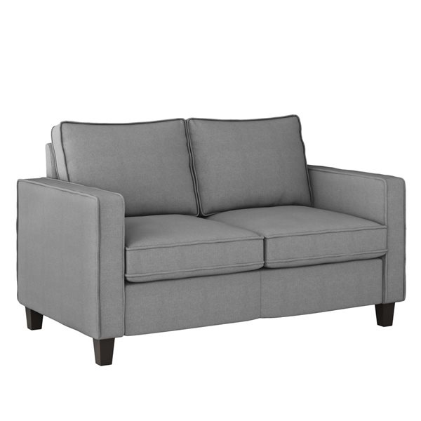 CorLiving Georgia Light Grey Linen-Like Fabric Upholstered 2-Seater Loveseat