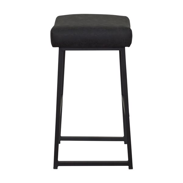 CorLiving Milo 2-Piece 27-in Black Upholstered Seat Backless Barstool Set with Steel Frame