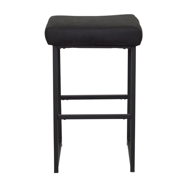 CorLiving Milo 2-Piece 27-in Black Upholstered Seat Backless Barstool Set with Steel Frame