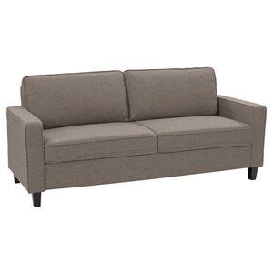 Sofa rembourré Goergia de Corliving en lin synthétique taupe, 3 places