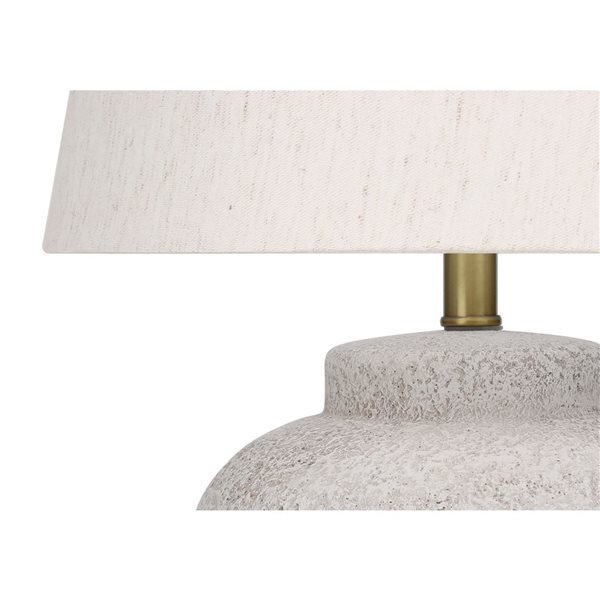 Monarch Specialties 22-in H Cream Fabric Shade and Concrete Modern Table Lamp