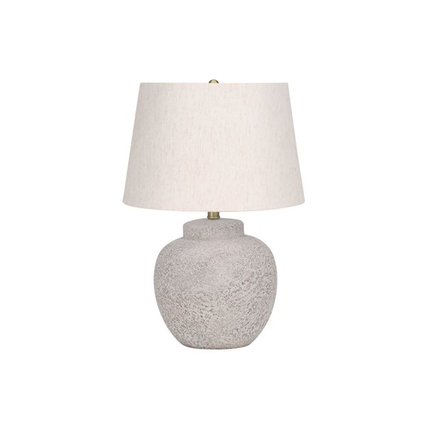 Lampe de table moderne en béton et abat-jour en tissu crème de Monarch Specialties, 22 po de hauteur