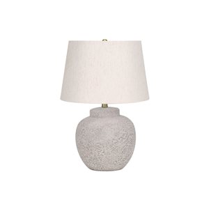 Lampe de table moderne en béton et abat-jour en tissu crème de Monarch Specialties, 22 po de hauteur