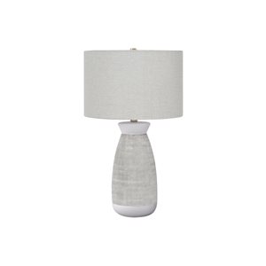 Lampe de table contemporaine avec abat-jour en tissu gris et base en céramique de Monarch Specialties, 27 po de hauteur