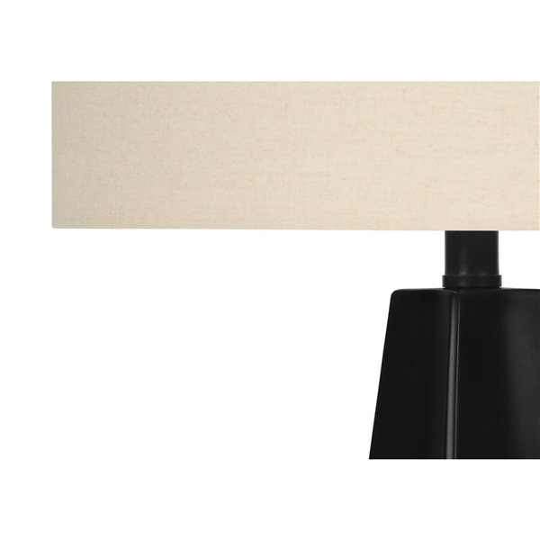 Monarch Specialties 27-in H Beige Fabric Shade and Black Resin Base Modern Table Lamp