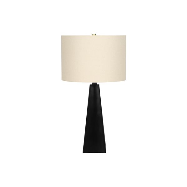 Lampe de table moderne avec abat-jour en tissu beige et base en résine noire de Monarch Specialties, 27 po de hauteur