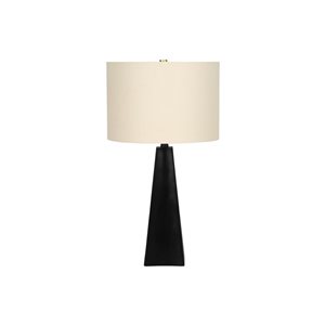 Lampe de table moderne avec abat-jour en tissu beige et base en résine noire de Monarch Specialties, 27 po de hauteur