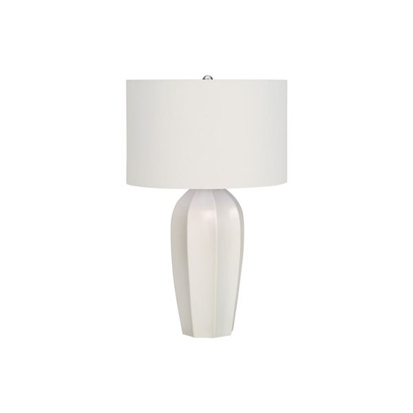 Monarch Specialties, abat-jour en tissu crème et lampe de table moderne en céramique, 27 po de hauteur