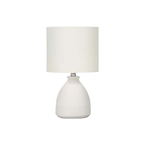 Monarch Specialties 27-in H Cream Fabric Shade and Concrete Modern Table Lamp