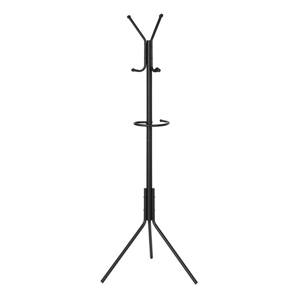 Monarch Specialties 68in 6Hooks Black Metal Free Standing Coat Rack