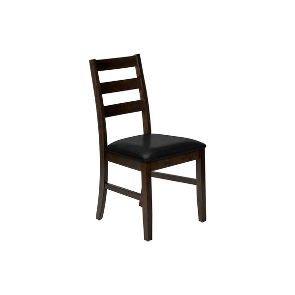 Monarch Specialties Set of 2 37-in H Brown Leathered Look Upholstered Ladder Back Dining Chair w/ Wooden Base