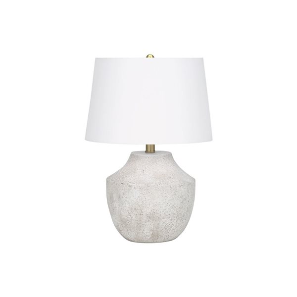 Monarch Specialties 20-in H Cream Fabric Shade and Concrete Modern Table Lamp