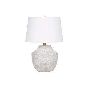 Monarch Specialties 20-in H Cream Fabric Shade and Concrete Modern Table Lamp