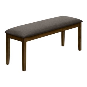 Banc de salle à manger rembourré en tissu marron de 44 po de Monarch Specialties avec cadre en bois marron