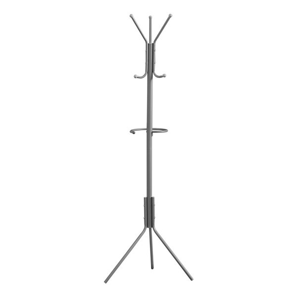 Monarch Specialties 68-in 6-Hooks Gray Metal Free Standing Coat Rack