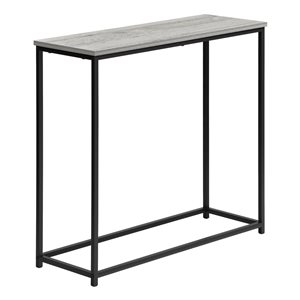 Table console moderne en stratifié gris et structure en métal noir de Monarch Specialties, 31,5 po