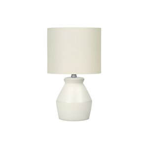 Monarch Specialties, abat-jour en tissu crème et lampe de table moderne en céramique, 17 po de hauteur