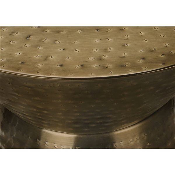 Monarch Specialties 22-in H Gold Metal Modern Hour Glass-Shaped Base Drum End Table