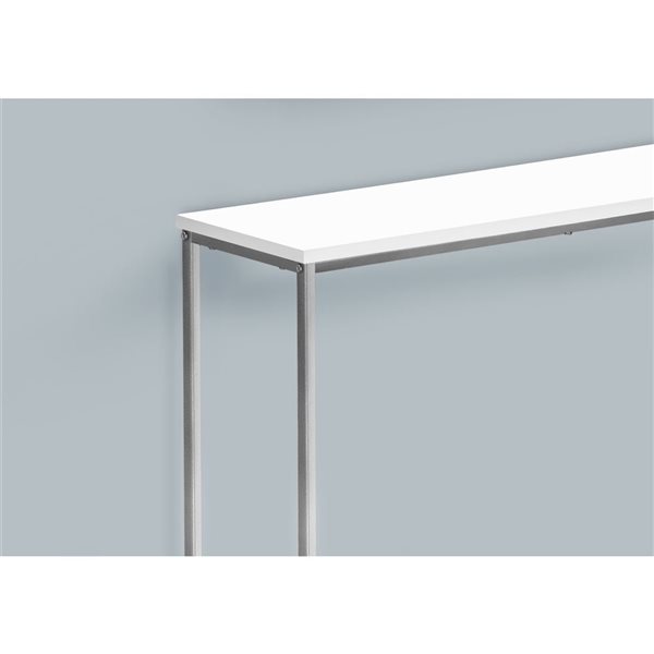 Monarch Specialties 11.5 D x 31.5-in White Laminate Console Table w/Silver Metal Frame