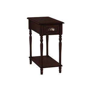 Monarch Specialties 21.75 D x 11.75-in W Cherry Veneer Narrow Side Table w/ Drawer