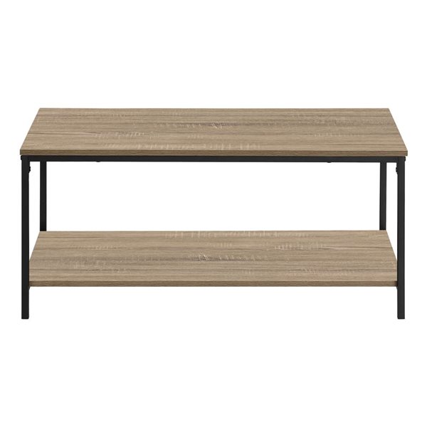 Table basse rectangulaire 20 x 40 po de Monarch Specialties en stratifié brun et métal noir