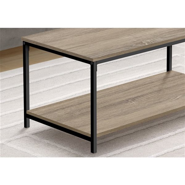 Table basse rectangulaire 20 x 40 po de Monarch Specialties en stratifié brun et métal noir