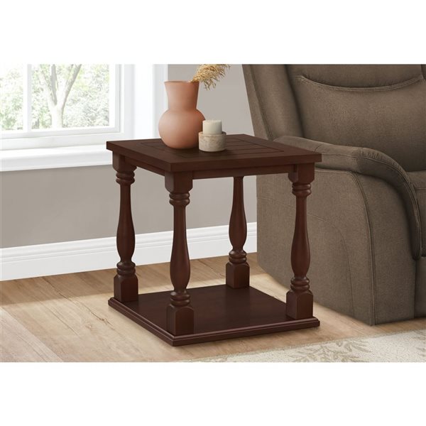 Monarch Specialties 24-in 2-Tier Espresso Veneer Traditional Square End Table