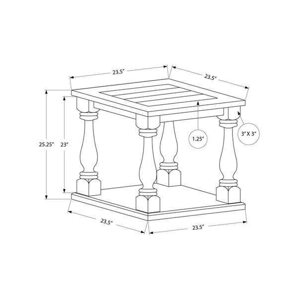 Monarch Specialties 24-in 2-Tier Espresso Veneer Traditional Square End Table