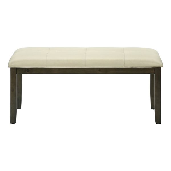 Banc de salle à manger rectangulaire de Monarch Specialties 44 po L tissu crème et structure en bois gris