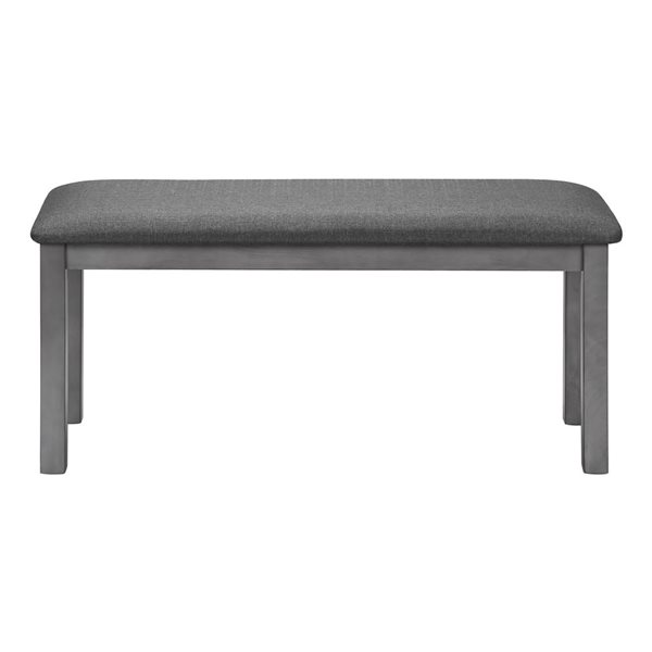 Banc de salle à manger rectangulaire de Monarch Specialties 42 po L tissu gris foncé et structure en bois gris délavé